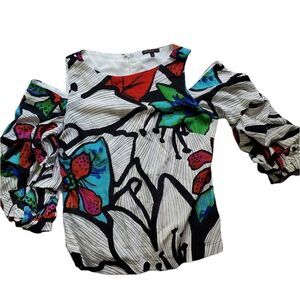 ALBERTO MAKALI Silk rhumba sleeve blouse M
